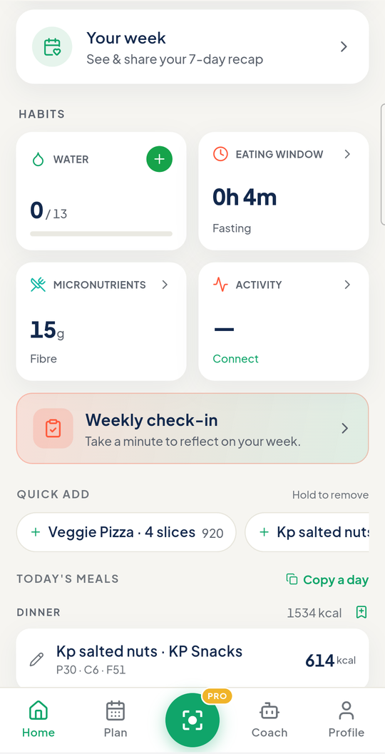 Daily habits — water, fasting window, micronutrients and activity